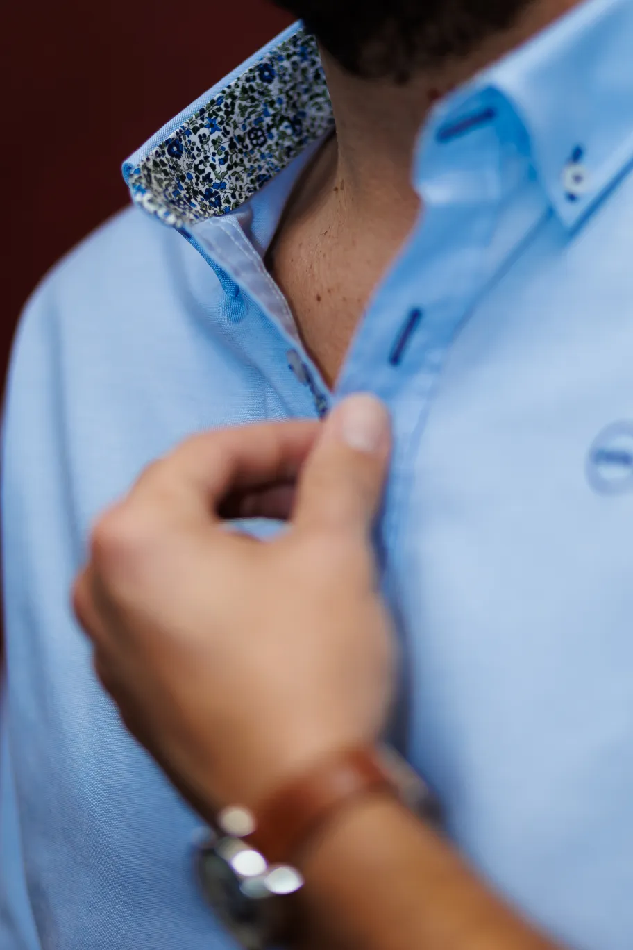 Camisa Oxford Combi Celeste | Kiko Bigot