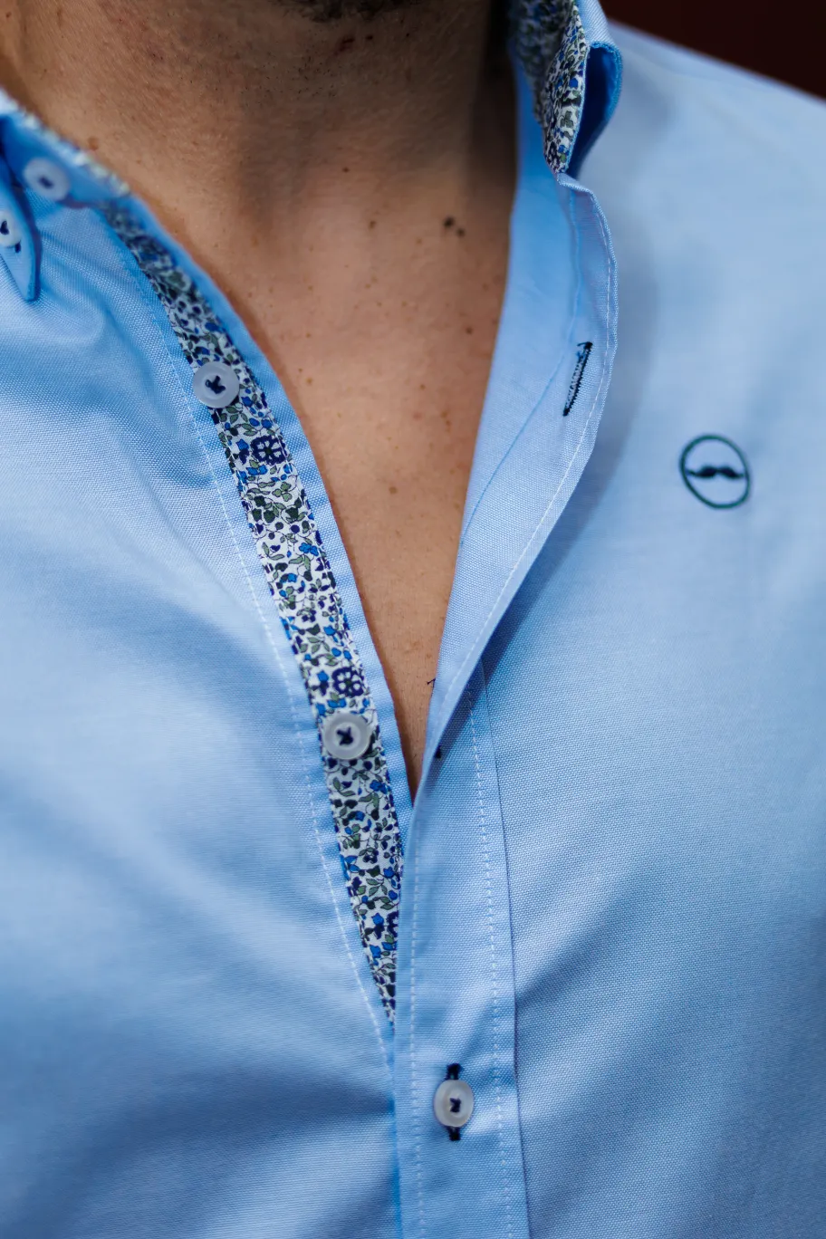 Camisa Oxford Combi Celeste | Kiko Bigot