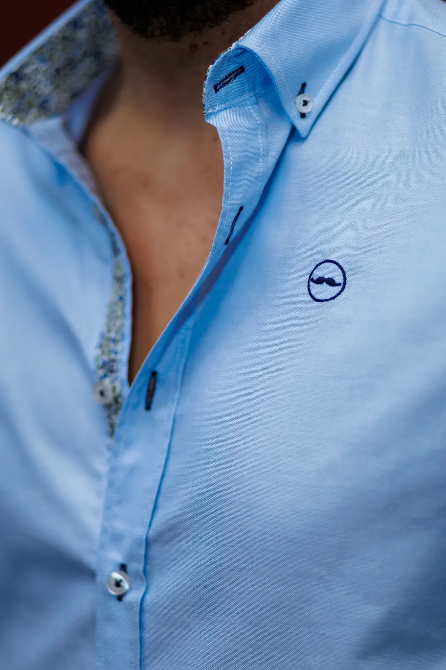 Camisa Oxford Combi Celeste | Kiko Bigot