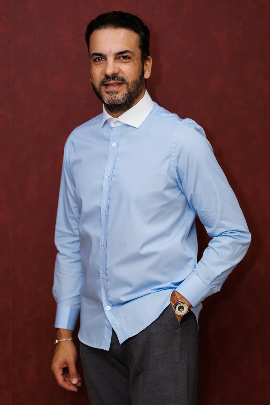 Camisa Vestir Celeste Cuello Combi | Kiko Bigot