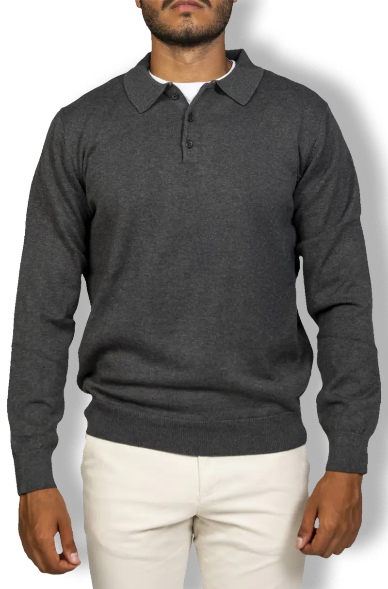Jersey Cuello Polo Gris Marengo | Kiko Bigot