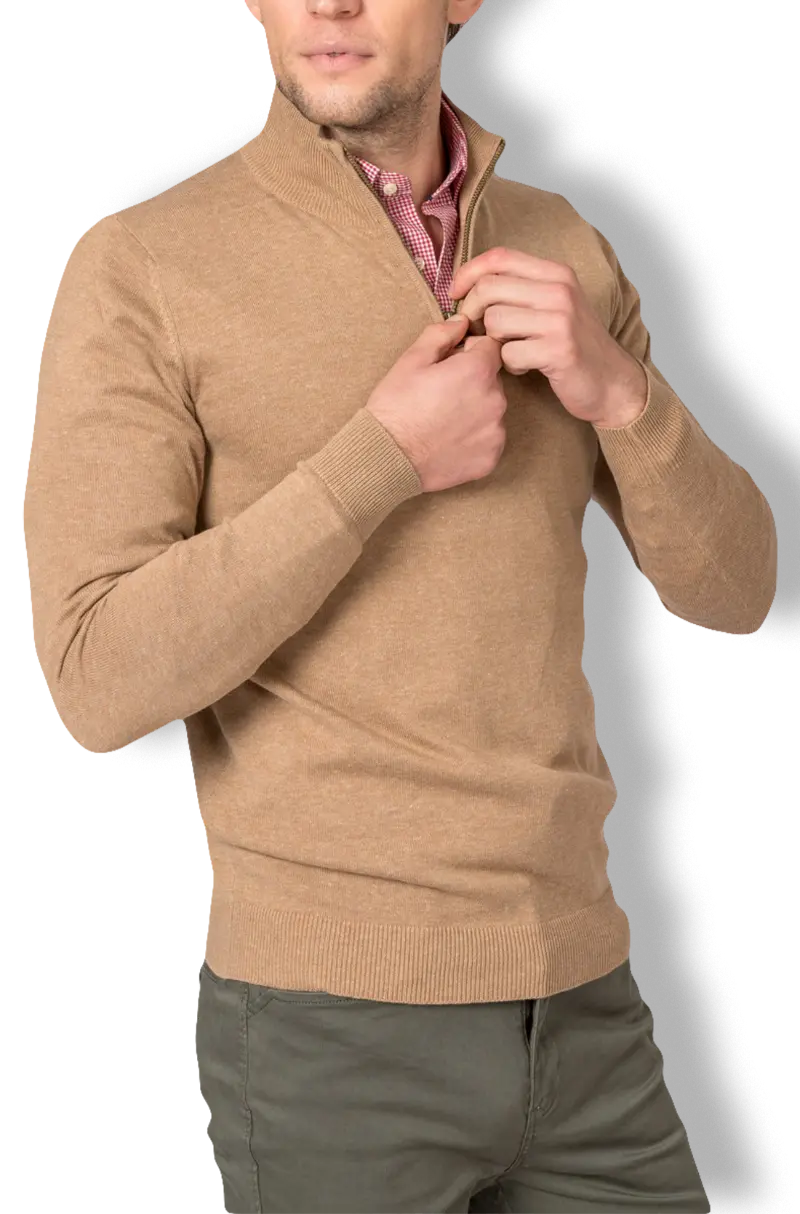 Jersey Cuello Cremallera Camel | Kiko Bigot
