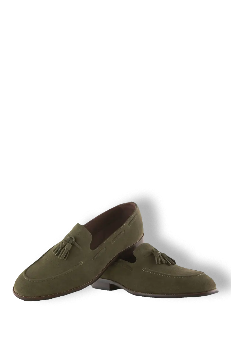 Zapatos Ante Borlas Verde Cacería | Kiko Bigot