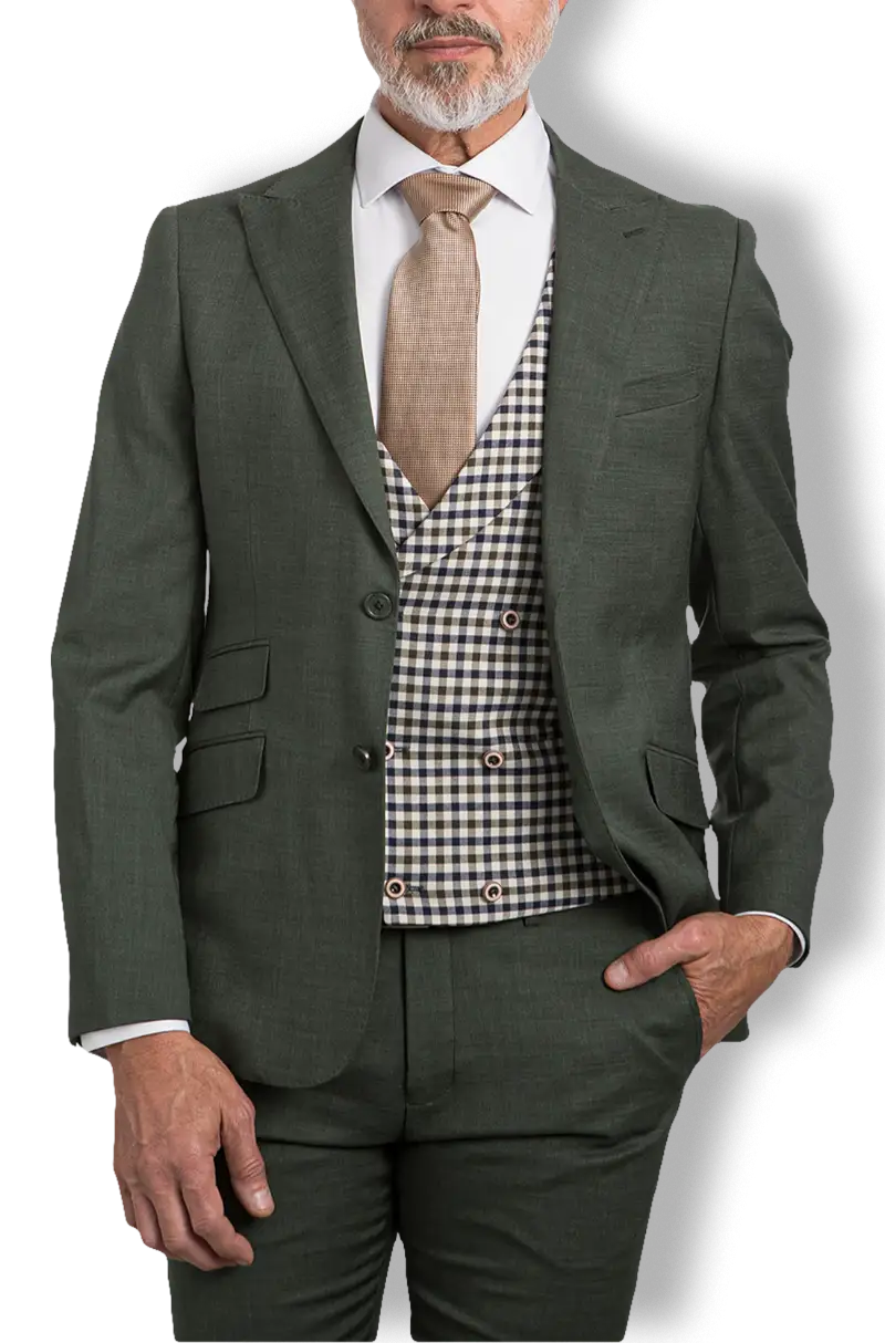 Chaleco Cruzado Cuadritos Verde y marino | Kiko Bigot