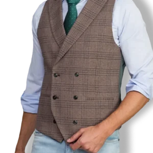 Chaleco Cruzado Galés Marrón y Verde