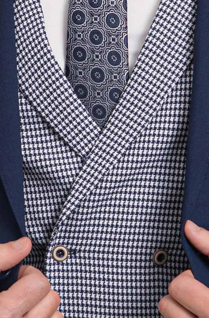 Chaleco Cruzado Pata de gallo Marino | Kiko Bigot