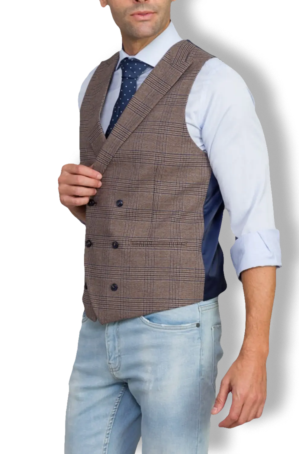 Chaleco Cruzado Galés Marrón y Marino | Kiko Bigot